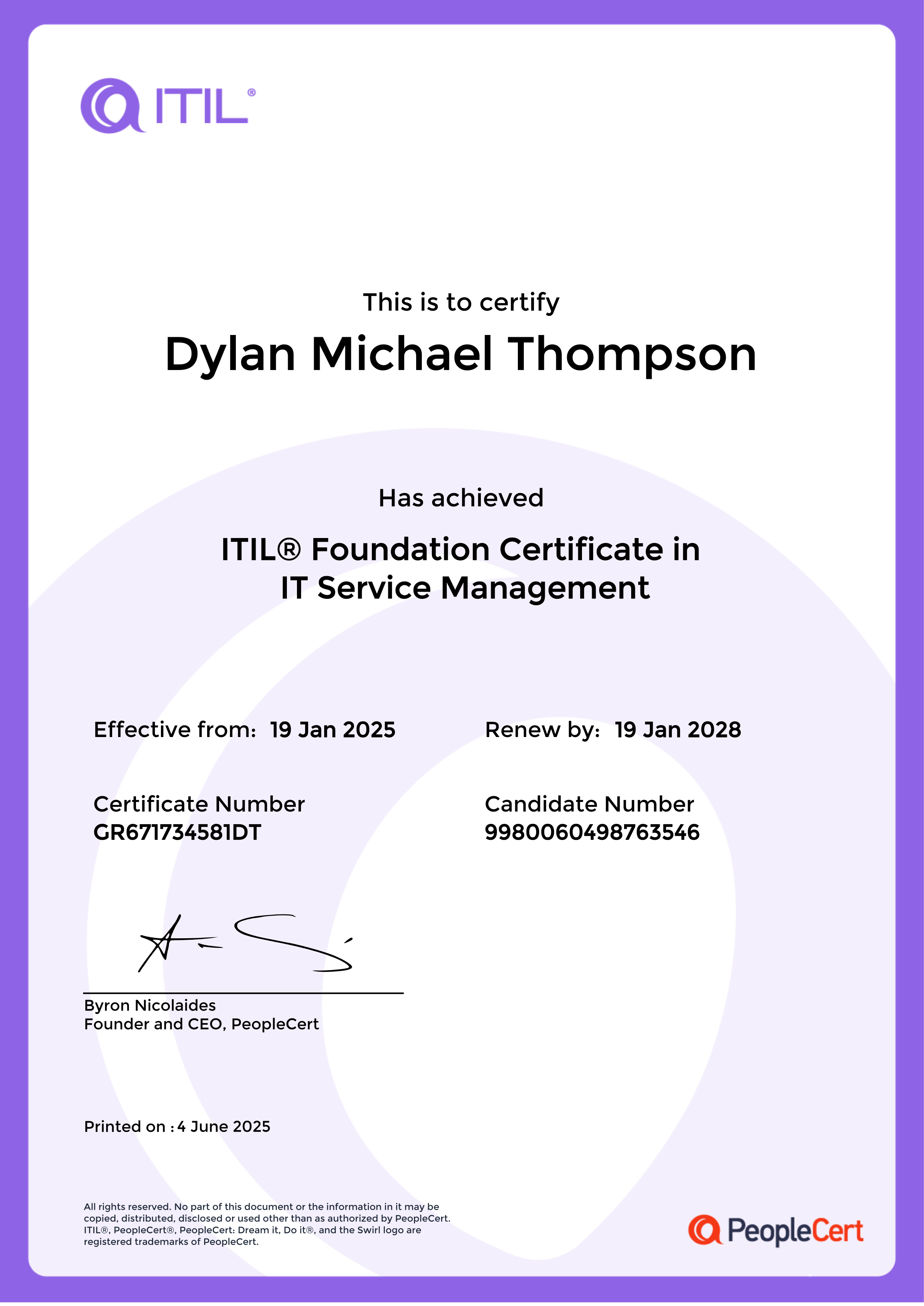 ITIL Foundation Cert